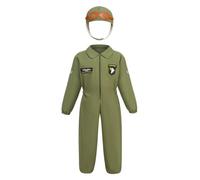 Lito Angels Disfraz de piloto de combate para niños y niñas, disfraz de piloto de la Fuerza Aérea con sombrero de aviador para Halloween, Día de VE, cumpleaños, Día Mundial del Libro, disfraz de juego