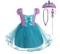 Lito Angels Disfraz de Princesa Ariel con Accesorios Vestido Tul Sirenita para Niñas Talla 6-7 años, Verde (Número de etiqueta 140)