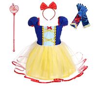 Lito Angels Disfraz de Princesa Blancanieves con Accesorios Vestido Tul para Niñas Pequeñas Talla 2-3 años, Amarillo