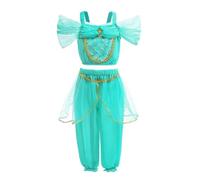 Lito Angels Disfraz de Princesa Jasmine para Niñas Pequeñas, Conjunto de Ropa Vestido con Crop Top y Pantalón, Talla 5-6 años