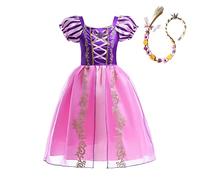 Lito Angels Disfraz de Princesa Rapunzel Vestido con Peluca Trenza para Niña Pequeñas, Talla 3 años, Morada