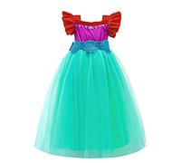 Lito Angels Disfraz de princesa sirena para niñas de 8 a 9 años, estilo Ariel, con falda de tul para Halloween, Navidad, Día Mundial del Libro y fiestas