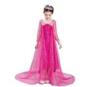 Lito Angels Disfraz de Reino del Hielo Princesa Elsa Vestido de lentejuelas para Niñas Talla 5-6 años Rosa caliente