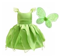 Lito Angels Disfraz de Tinkerbell Vestido de Campanilla Hada Verde con Alas de Mariposa para Niñas, Talla 5-6 años