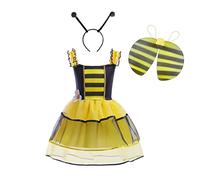 Lito Angels Disfraz de Vestido Abeja con Alas y Aro para el Pelo para Niñas Talla 7-8 años, Amarillo Negro