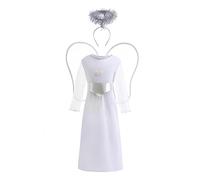 Lito Angels Disfraz de Vestido Blanco de Ángel con Alas y Halo Aureola para Niñas Pequeñas Talla 8-10 años (Número de etiqueta 0L)