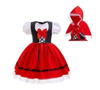 Lito Angels Disfraz de Vestido Caperucita Roja con Capa con Chica de Caperucita Roja para Niñas Pequeñas Talla 3-4 años, Rojo