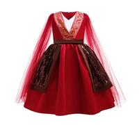Lito Angels Disfraz Niña Mulan Princesa Guerrera Vestido Largo Rojo para Carnaval Fiesta Halloween Cumpleaños Día del Libro Edad 11-12 Años Infantil Talla 152