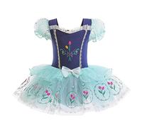 Lito Angels Disfraz Princesa Anna Ballet Tutu para Niñas, Vestido Maillot de Ballet con Falda, Reino del hielo Leotardo de Danza, Talla 5-6 Años