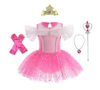 Lito Angels Disfraz Princesa Aurora Ballet Tutu para Niñas, Vestido Maillot de Ballet con Falda, Leotardo de Danza con accesorios, Talla 3-4 Años (Número de etiqueta 110)