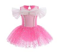Lito Angels Disfraz Princesa Aurora Ballet Tutu para Niñas, Vestido Maillot de Ballet con Falda, Leotardo de Danza, Talla 3-4 Años (Número de etiqueta 110)