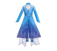 Lito Angels Disfraz Princesa Elsa con Capa Vestido de Viaje Reino del Hielo 2 para Niñas, Conjunto Completo de Vestido, Chaqueta y Leggings, Talla 6-7 años, Azul