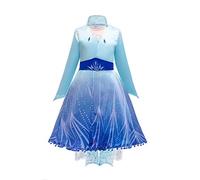 Lito Angels Disfraz Princesa Elsa con Capa Vestido de Viaje Reino del Hielo 2 para Niñas, Conjunto Completo de Vestido, Chaqueta y Leggings, Talla 6-7 años, Azul Claro