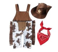 Lito Angels Disfraz Ropa de Vaquero con Pañuelo Rojo y Sombrero para Niños Pequeñas Talla 2-3 años, Marrón (Número de etiqueta 110)