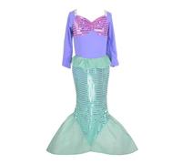Lito Angels Disfraz Sirenita Princesa Ariel para Niñas, Vestido Sirena Talla 7-8 años, Morado (Número de etiqueta 130)