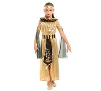 Lito Angels Disfraz Vestido Cleopatra Egipcia Reina Ropa de Carnaval Fiesta con Accesorios para Niñas Talla 4-5 años, Dorado Negro