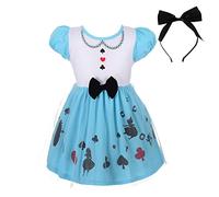 Lito Angels Disfraz Vestido de Alicia en el País de Las Maravillas con Aro de Pelo para Niña Pequeñas Talla 3-4 años
