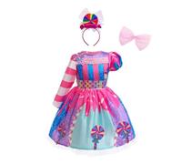 Lito Angels Disfraz Vestido de Carnaval Princesa Caramelo Piruleta con Diadema para Niñas Talla 8-9 años, Rosa