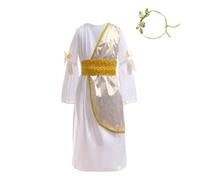 Lito Angels Disfraz Vestido de Diosa Griega Romana Ropa de Carnaval Fiesta con Corona de Laurel para Niñas Talla 11-12 años, Blanco (Número de etiqueta XL)