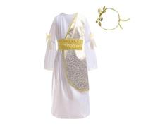 Lito Angels Disfraz Vestido de Diosa Griega Romana Ropa de Carnaval Fiesta con Corona de Laurel para Niñas Talla 9-10 años, Blanco 486