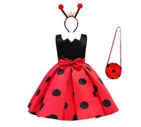 Lito Angels Disfraz Vestido de Ladybug Mariquita con Diadema y Bolso para Niñas Talla 10-11 años