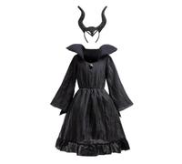 Lito Angels Disfraz Vestido de Malefica Ropa de Carnaval Fiesta con Diadema de Cuernos para Niñas Talla 11-12 años, Negro