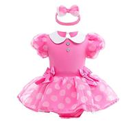Lito Angels Disfraz Vestido de Minnie Mouse con Diadema para Bebe Niña Talla 12-18 meses, Rosa Caliente