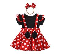 Lito Angels Disfraz Vestido de Minnie Mouse con Diadema para Bebé Niñas Talla 6-12 meses, Lunares Rojos