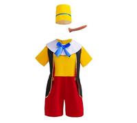 Lito Angels Disfraz Vestido de Pinocho con Sombrero y Nariz Ropa Carnaval para Niños Talla 7-8 años, XL