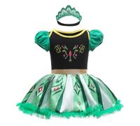 Lito Angels Disfraz Vestido de Princesa Anna para Bebé Niñas, Body Mamelucos Onesie con Diadema Talla 3-6 Meses, Verde
