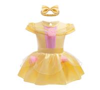 Lito Angels Disfraz Vestido de Princesa Bella para Bebé Niñas Body Mono Mamelucos con Diadema Talla 0-3 meses
