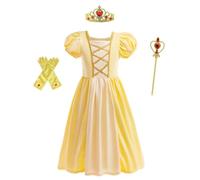 Lito Angels Disfraz Vestido de Princesa Belle la Bella y la Bestia Ropa Casual con Accesorios para Niñas Talla 7-8 años, Amarillo (Número de etiqueta 130)