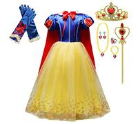 Lito Angels Disfraz Vestido de Princesa Blancanieves con Capa y Accesorios para Niñas Talla 5-6 años, Estilo C