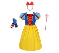 Lito Angels Disfraz Vestido de Princesa Blancanieves Ropa Casual con Accesorios para Niñas Pequeñas Talla 4-5 años, Amarillo