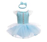 Lito Angels Disfraz Vestido de Princesa Cenicienta para Bebé Niñas, Body Mamelucos Onesie con Diadema Talla 12-18 Meses, Azul