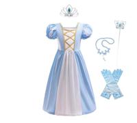 Lito Angels Disfraz Vestido de Princesa Cenicienta Ropa Casual con Accesorios para Niñas Talla 7-8 años, Azul