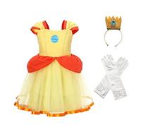 Lito Angels Disfraz Vestido de Princesa Daisy con Corona y Guantes para Bebe Niña Talla 6-12 meses, Amarillo (Número de etiqueta 80)