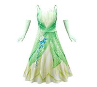 Lito Angels Disfraz Vestido de Princesa Tiana y el sapo con Guantes Ropa Fiesta de Cumpleaños para Niñas Pequeñas Talla 4-5 años, Verde (Número de etiqueta 110)