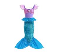 Lito Angels Disfraz Vestido Sirenita Princesa Ariel Sirena para Niñas Talla 7-8 años, Azul Morado (Número de etiqueta 140)