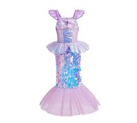 Lito Angels Disfraz Vestido Sirenita Princesa Ariel Sirena para Niñas Talla 9-10 años, Morado (Número de etiqueta 150)