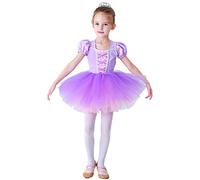 Lito Angels Disfraz Vestido Tutu Princesa Rapunzel Bailarina de Ballet para Niñas Pequeñas, Maillot de Danza Baile con Falda, Talla 6-7 años, Morado (Número de etiqueta 130)