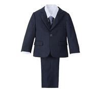 Lito Angels Esmoquin Azul Marino Trajes y Blazers Elegantes para Bebe Niños, Conjunto de 5 Piezas con Chaqueta y Chaleco Talla 12-18 Meses (Número de Etiqueta 01)