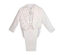 Lito Angels - Esmoquin Blanco para niño pequeños, Traje de Vestir Elegante para Boda, Fiesta Formal, Ceremonia y ocasión Especial (con Chaleco y Pajarita) Talla 5 años (Número de Etiqueta 07)