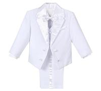 Lito Angels Esmoquin Blanco Trajes y Blazers Elegantes para Bebe Niños, Conjunto de 5 Piezas (Chaqueta, Chaleco, Camisa, Pajarita y Pantalones) Talla 18-24 Meses (Número de Etiqueta 02)