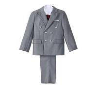 Lito Angels Esmoquin Gris Trajes y Blazers Elegantes para Niños, Conjunto de 5 Piezas con Chaqueta y Chaleco Talla 10-11 años (Número de Etiqueta 60)