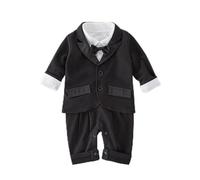 Lito Angels Esmoquin Mono Mameluco Trajes Formal con Chaqueta para Niños Pequeños Talla 2 años, Negro (Número de Etiqueta 100)