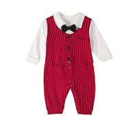 Lito Angels Esmoquin Monos Peleles Bodies Trajes Formal de Una Pieza con Pajarita para Bebe Niños Talla 12-18 Meses, Rojo