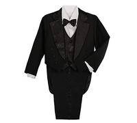 Lito Angels - Esmoquin Negro para niño pequeños, Traje de Vestir Elegante para Boda, Fiesta Formal, Ceremonia y ocasión Especial (con Chaleco y Pajarita) Talla 6 años (Número de Etiqueta 08)
