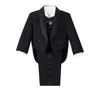Lito Angels Esmoquin Negro Trajes y Blazers Elegantes para Bebe Niños, Conjunto de 5 Piezas (Chaqueta, Chaleco, Camisa, Pajarita y Pantalones) Talla 12-18 Meses (Número de Etiqueta 01)
