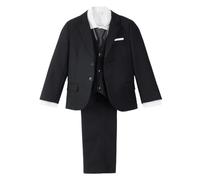 Lito Angels Esmoquin Traje Niño Ajuste Delgado, Conjunto 5 Piezas con Chaqueta y Chaleco, para Bodas Ceremonias, Negro, Talla 12-13 años